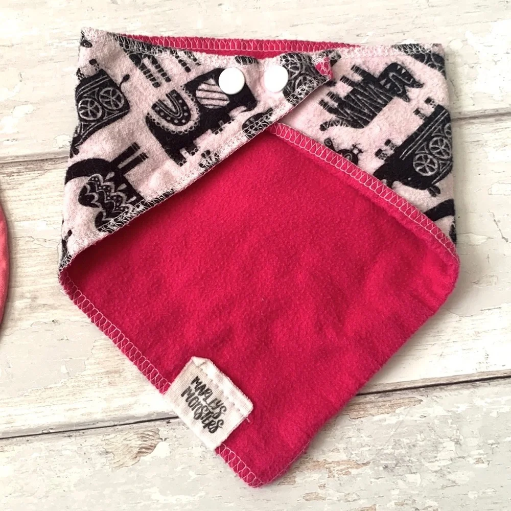 Baby Girl Bandana Drool Bibs Pink White Safari Animals Set of 2 Marleys Monsters